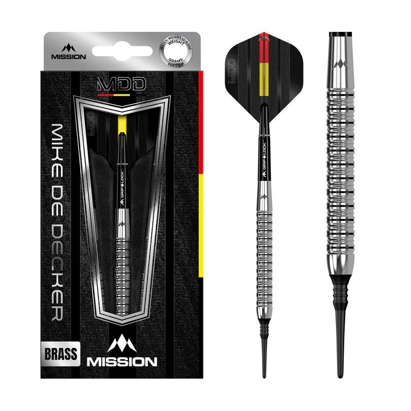 Fléchettes Mission Mike De Decker - Pointe souple - Laiton - Aspect tungstène - 18 g