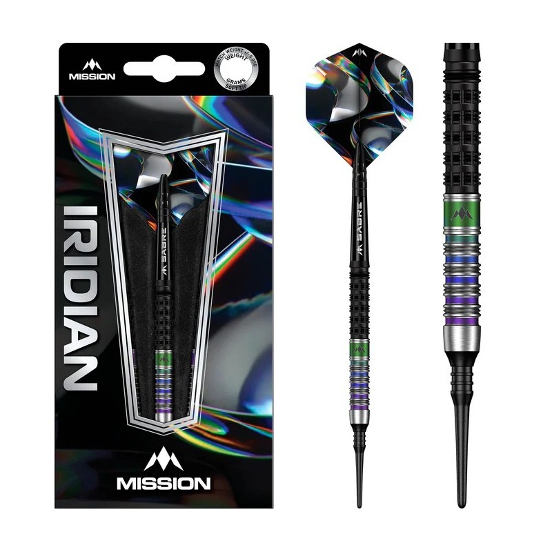 Mission Iridian Darts - Soft Tip - 90% Tungsten - Black & Coral PVD - 20g
