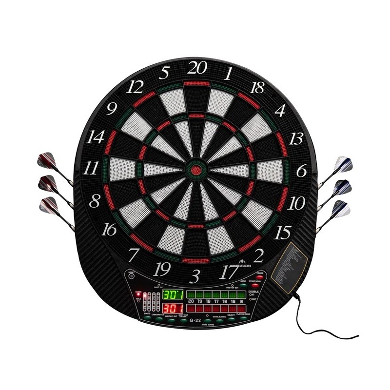Cible de fléchettes électronique Mission G220 - Fléchettes professionnelles à pointes souples
