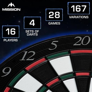 Cible de fléchettes électronique Mission G220 - Fléchettes professionnelles à pointes souples