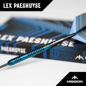 Fléchettes Mission Lex Paeshuyse - Pointe en acier - 90 % tungstène - Bleu et noir