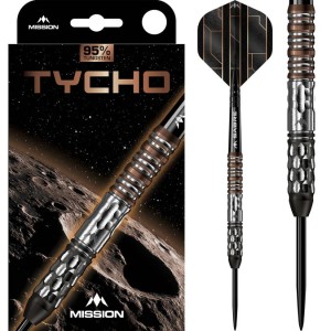 Fléchettes Mission Tycho - Pointe en acier - 95 % tungstène - Revêtement PVD noir et bronze 24gr