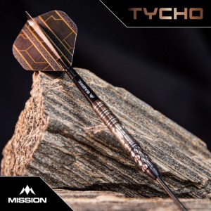 Fléchettes Mission Tycho - Pointe en acier - 95 % tungstène - Revêtement PVD noir et bronze 24gr