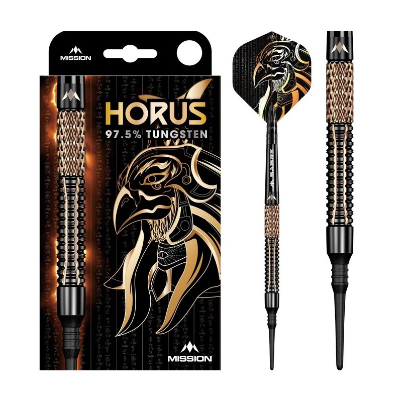 Fléchettes Mission Horus - Pointe souple - 97,5 % tungstène - Noir et bronze électrolytique