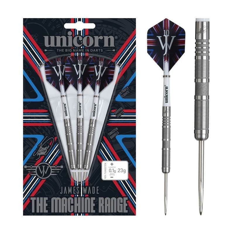 Fléchettes Unicorn James Wade - Pointe en acier - 90 % tungstène - La machine