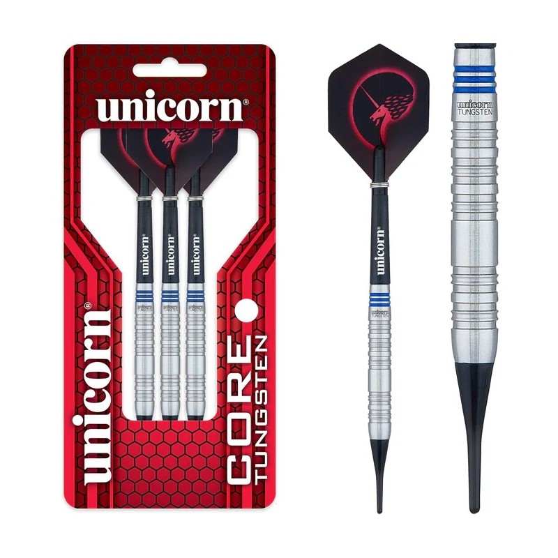 Unicorn Core Tungsten Darts - Soft Tip - Style 1 - Blue Ring 20gr