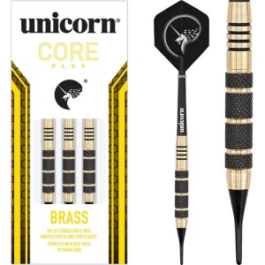 Fléchettes en laiton Unicorn Core Plus - Pointe souple - Moletage noir 19gr