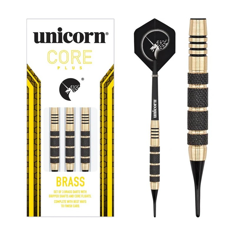 Fléchettes en laiton Unicorn Core Plus - Pointe souple - Moletage noir 19gr