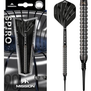 Fléchettes Mission Spiro - Pointe souple - Revêtement PVD graphite - M1 - Noires 20GRS