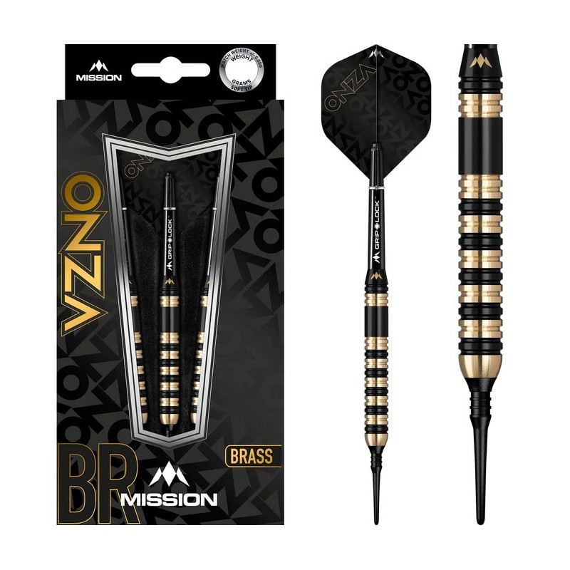 Fléchettes Mission Onza - Pointes souples en laiton - M3 - Noir et or 20grs
